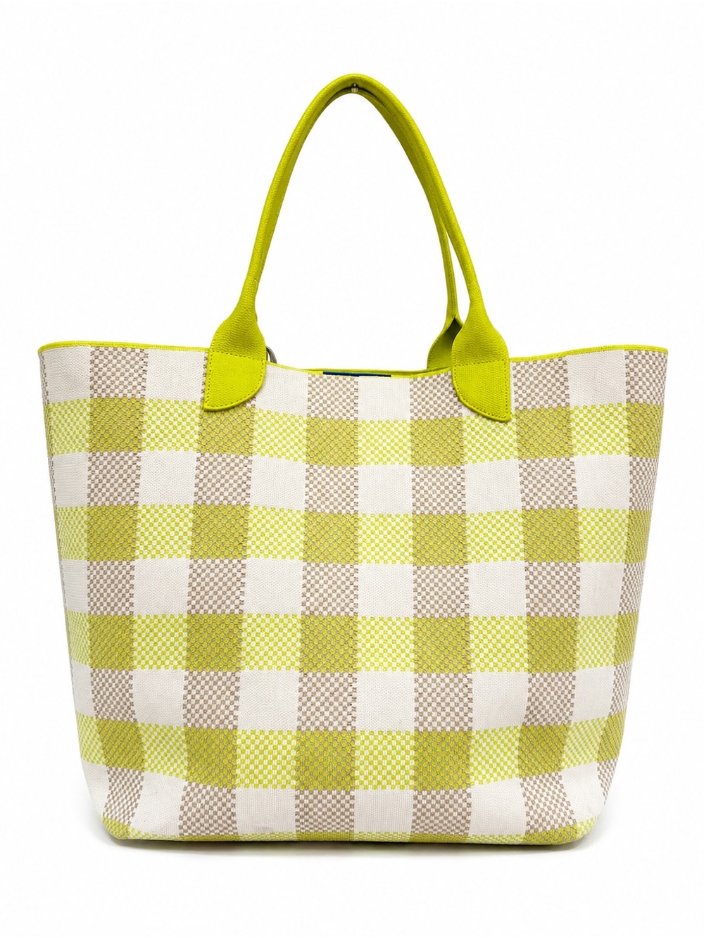 Rothy's Lightweight Tote Bag in Lime Checkerboard - Picture 1 of 4
